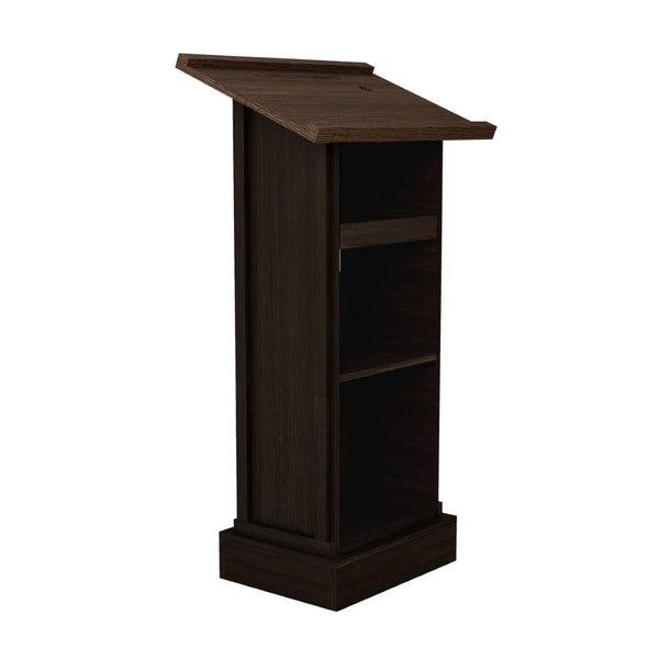 English Elm Wood Grain Lectern Podium 44 Inch Tall with Mic Slot Sliding Shelf for Church Seminar W282P430658