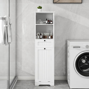 English Elm One-compartment Tilt-out Laundry Cabinet with Top Shelf Slim Mdf Storage for Tight Spaces One-Drawer W282P430948