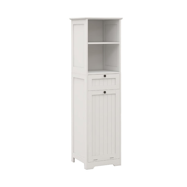 English Elm One-compartment Tilt-out Laundry Cabinet with Top Shelf Slim Mdf Storage for Tight Spaces One-Drawer W282P430948