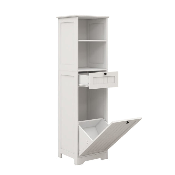 English Elm One-compartment Tilt-out Laundry Cabinet with Top Shelf Slim Mdf Storage for Tight Spaces One-Drawer W282P430948