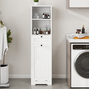 English Elm One-compartment Tilt-out Laundry Cabinet with Top Shelf Slim Mdf Storage for Tight Spaces One-Drawer W282P430948