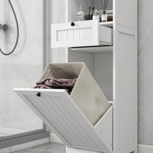 English Elm One-compartment Tilt-out Laundry Cabinet with Top Shelf Slim Mdf Storage for Tight Spaces One-Drawer W282P430948