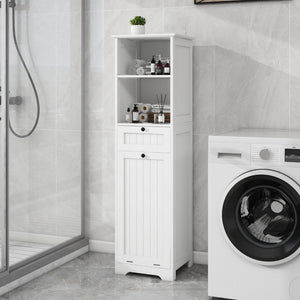 English Elm One-compartment Tilt-out Laundry Cabinet with Top Shelf Slim Mdf Storage for Tight Spaces One-Drawer W282P430948