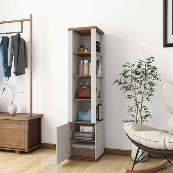 English Elm One-compartment Tilt-out Laundry Cabinet with Top Shelf Slim Mdf Storage for Tight Spaces W282P437031