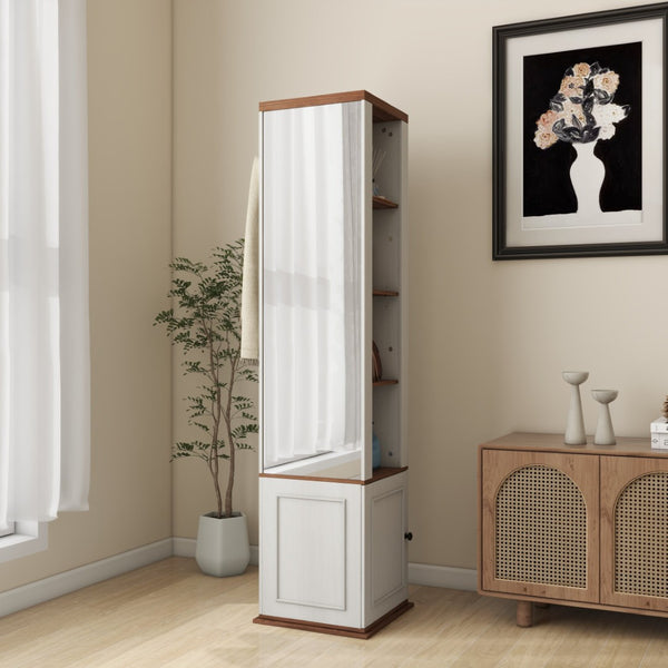 English Elm One-compartment Tilt-out Laundry Cabinet with Top Shelf Slim Mdf Storage for Tight Spaces W282P437031
