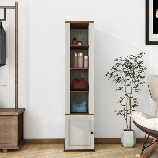 English Elm One-compartment Tilt-out Laundry Cabinet with Top Shelf Slim Mdf Storage for Tight Spaces W282P437031