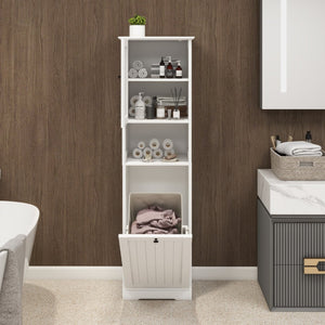 English Elm One-compartment Tilt-out Laundry Cabinet with Top Shelf Slim Mdf Storage for Tight Spaces One-Door W282P480390