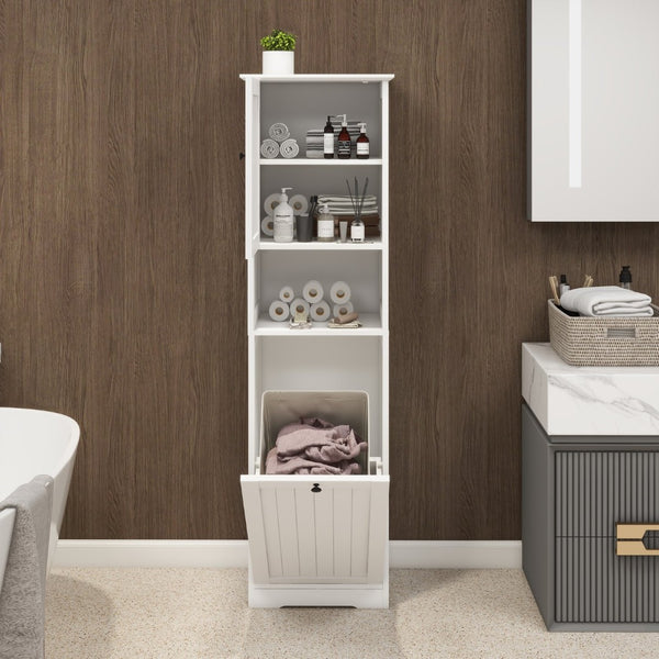 English Elm One-compartment Tilt-out Laundry Cabinet with Top Shelf Slim Mdf Storage for Tight Spaces One-Door W282P480390