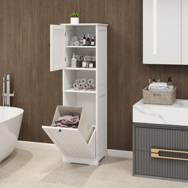 English Elm One-compartment Tilt-out Laundry Cabinet with Top Shelf Slim Mdf Storage for Tight Spaces One-Door W282P480390