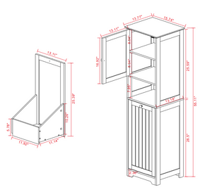 English Elm One-compartment Tilt-out Laundry Cabinet with Top Shelf Slim Mdf Storage for Tight Spaces One-Door W282P480390