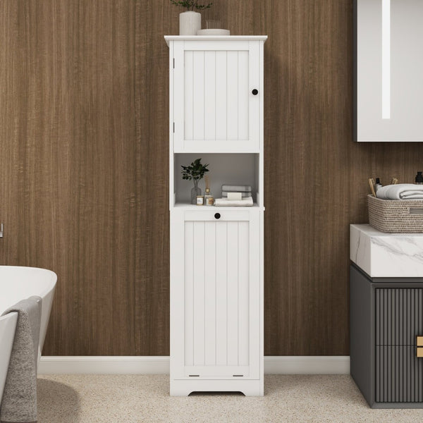 English Elm One-compartment Tilt-out Laundry Cabinet with Top Shelf Slim Mdf Storage for Tight Spaces One-Door W282P480390