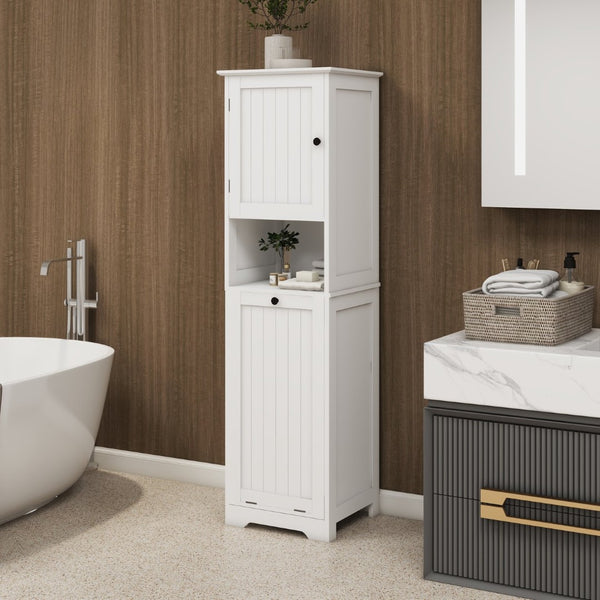 English Elm One-compartment Tilt-out Laundry Cabinet with Top Shelf Slim Mdf Storage for Tight Spaces One-Door W282P480390