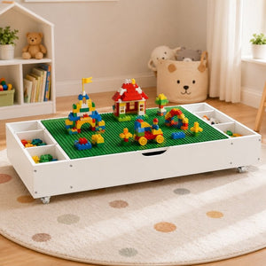 English Elm The 3 in 1 Reversible Kids Activity Table with Brick Surface Whiteboard Road Map Storage W282P488994