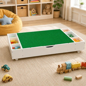 English Elm The 3 in 1 Reversible Kids Activity Table with Brick Surface Whiteboard Road Map Storage W282P488994