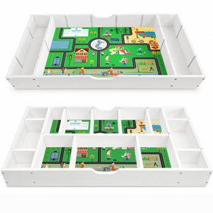 English Elm The 3 in 1 Reversible Kids Activity Table with Brick Surface Whiteboard Road Map Storage W282P488994
