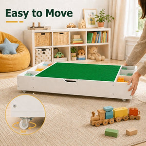 English Elm The 3 in 1 Reversible Kids Activity Table with Brick Surface Whiteboard Road Map Storage W282P488994