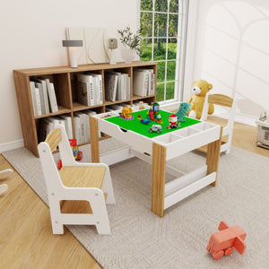 English Elm Kids Activity Play Table and Chair Set with LEGO Compatible Surface and Storage W282P607567