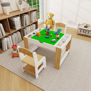 English Elm Kids Activity Play Table and Chair Set with LEGO Compatible Surface and Storage W282P607567