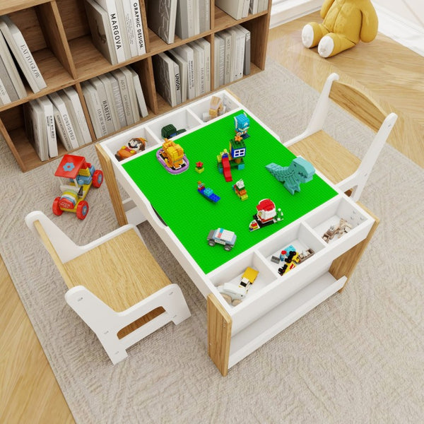 English Elm Kids Activity Play Table and Chair Set with LEGO Compatible Surface and Storage W282P607567