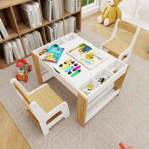 English Elm Kids Activity Play Table and Chair Set with LEGO Compatible Surface and Storage W282P607567