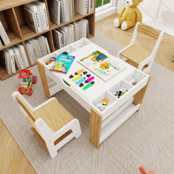 English Elm Kids Activity Play Table and Chair Set with LEGO Compatible Surface and Storage W282P607567
