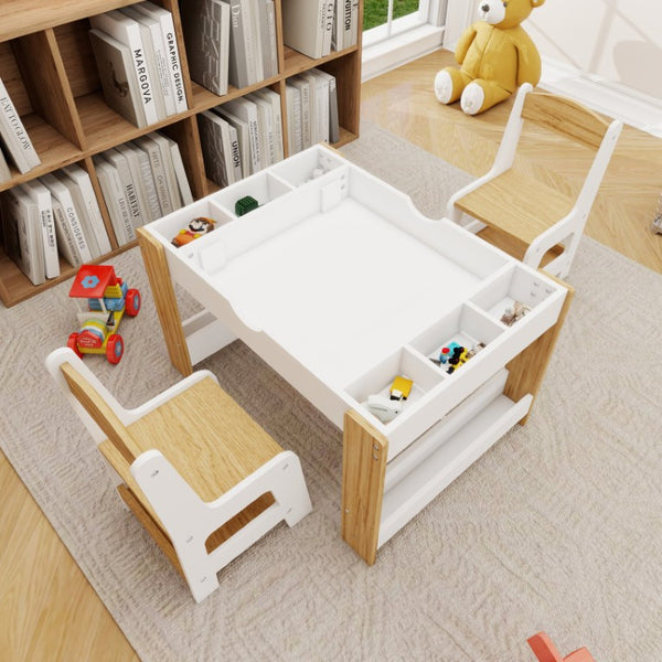 English Elm Kids Activity Play Table and Chair Set with LEGO Compatible Surface and Storage W282P607567