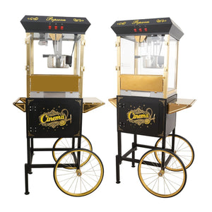 English Elm 16oz Theater Style Popcorn Machine with Rolling Cart Tempered Glass Stainless Kettle W2841P485733