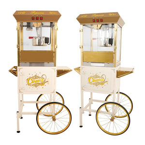 English Elm 16oz Commercial Popcorn Machine Rolling Cart Tempered Glass Warming Deck Steel Frame W2841P485752