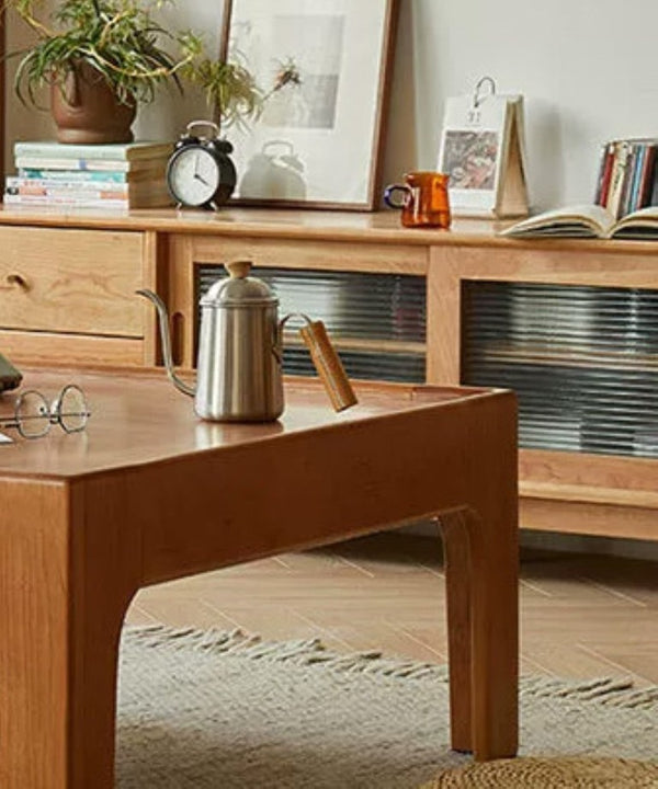 English Elm 39''Cedar Square Coffee Table Warm Grain Finish Mid-Century Style for Living Room Wood W2853P567454