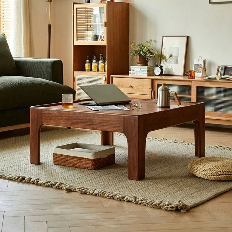 English Elm 39''Cedar Square Coffee Table Warm Grain Finish Mid-Century Style for Living Room Walnut W2853P567609