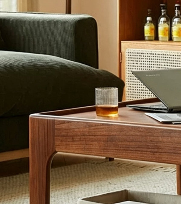 English Elm 39''Cedar Square Coffee Table Warm Grain Finish Mid-Century Style for Living Room Walnut W2853P567609