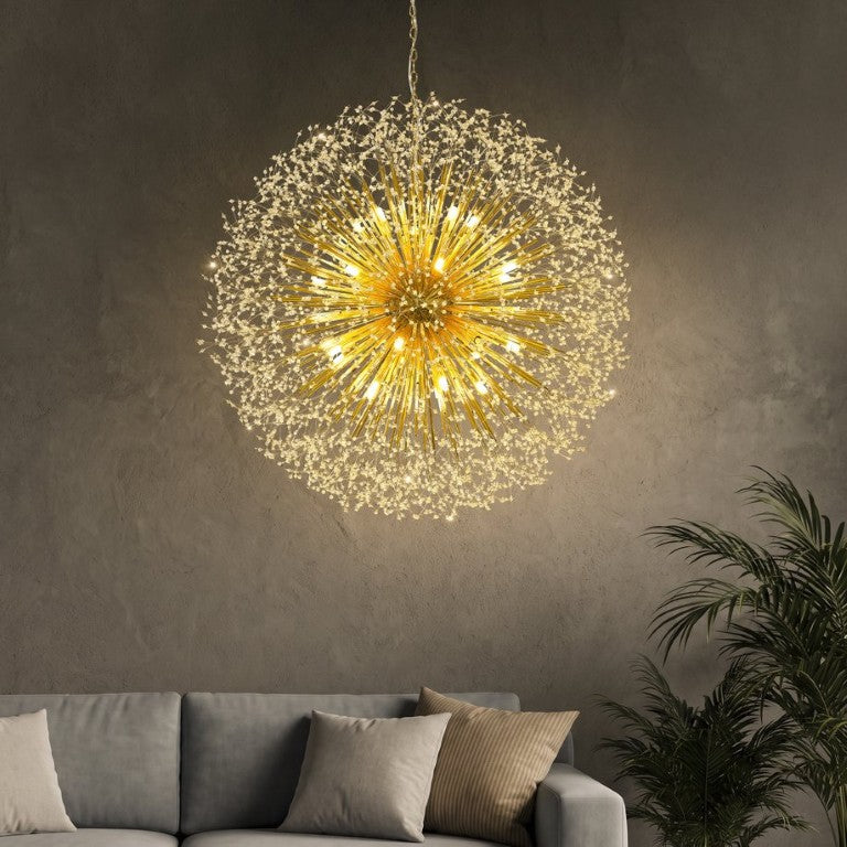 English Elm 48-Inch Sputnik Crystal Chandelier K9 Beads Spherical Firework Pendant for Grand Living Rooms W2869P526921