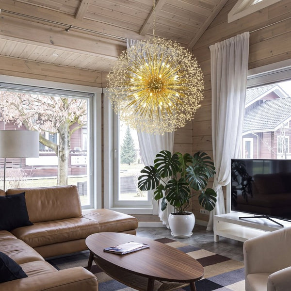English Elm 48-Inch Sputnik Crystal Chandelier K9 Beads Spherical Firework Pendant for Grand Living Rooms W2869P526921