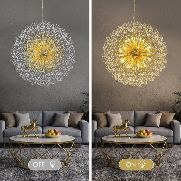 English Elm 48-Inch Sputnik Crystal Chandelier K9 Beads Spherical Firework Pendant for Grand Living Rooms W2869P526921