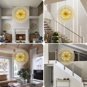 English Elm 48-Inch Sputnik Crystal Chandelier K9 Beads Spherical Firework Pendant for Grand Living Rooms W2869P526921