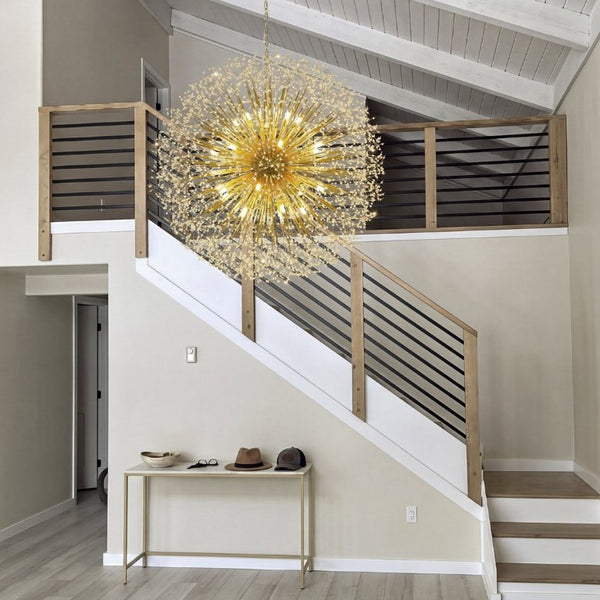 English Elm 48-Inch Sputnik Crystal Chandelier K9 Beads Spherical Firework Pendant for Grand Living Rooms W2869P526921