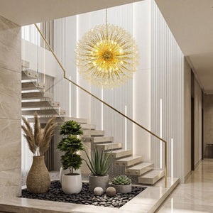 English Elm 48-Inch Sputnik Crystal Chandelier K9 Beads Spherical Firework Pendant for Grand Living Rooms W2869P526921