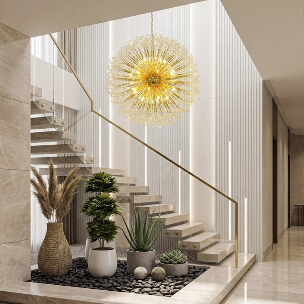 English Elm 48-Inch Sputnik Crystal Chandelier K9 Beads Spherical Firework Pendant for Grand Living Rooms W2869P526921