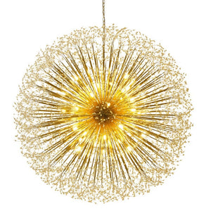 English Elm 63-Inch Sputnik Crystal Chandelier Mirror Gold Foyer Statement Fixture with 30 G9 Bulbs W2869P526922