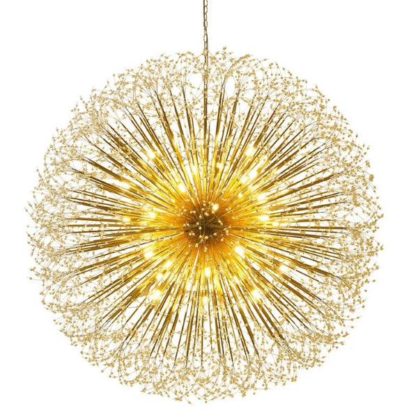 English Elm 63-Inch Sputnik Crystal Chandelier Mirror Gold Foyer Statement Fixture with 30 G9 Bulbs W2869P526922