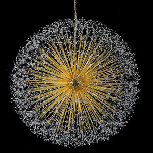 English Elm 63-Inch Sputnik Crystal Chandelier Mirror Gold Foyer Statement Fixture with 30 G9 Bulbs W2869P526922