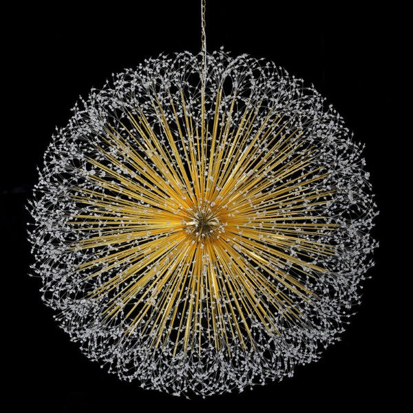 English Elm 63-Inch Sputnik Crystal Chandelier Mirror Gold Foyer Statement Fixture with 30 G9 Bulbs W2869P526922
