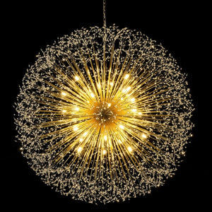 English Elm 63-Inch Sputnik Crystal Chandelier Mirror Gold Foyer Statement Fixture with 30 G9 Bulbs W2869P526922