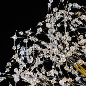 English Elm 63-Inch Sputnik Crystal Chandelier Mirror Gold Foyer Statement Fixture with 30 G9 Bulbs W2869P526922