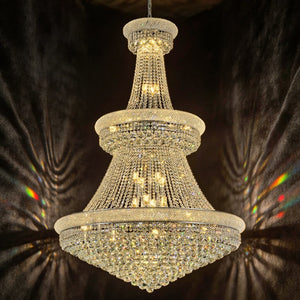 English Elm Crystal K9 Sphere Empire Chandelier with Chrome Frame for Grand Foyer or Dining Room W2869S00004