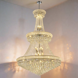 English Elm Crystal K9 Sphere Empire Chandelier with Chrome Frame for Grand Foyer or Dining Room W2869S00004