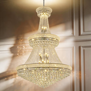 English Elm Crystal K9 Sphere Empire Chandelier with Chrome Frame for Grand Foyer or Dining Room W2869S00004