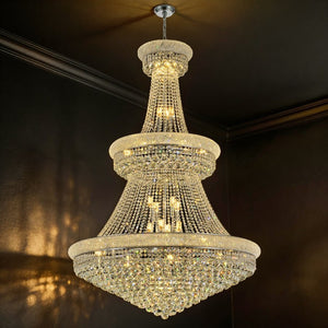 English Elm Crystal K9 Sphere Empire Chandelier with Chrome Frame for Grand Foyer or Dining Room W2869S00004