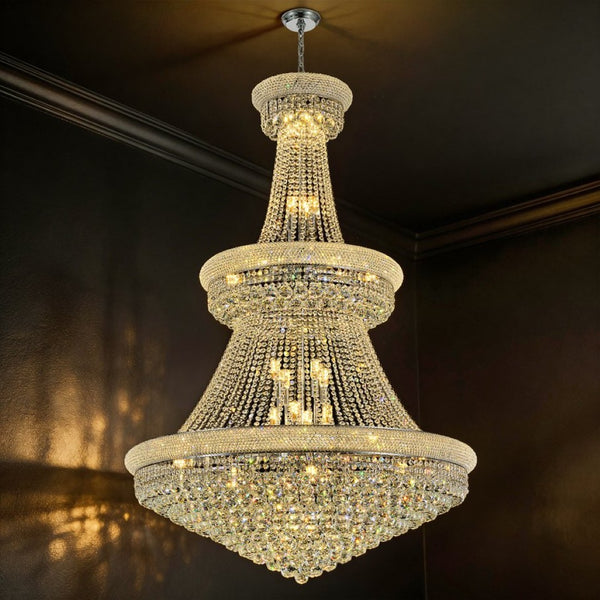 English Elm Crystal K9 Sphere Empire Chandelier with Chrome Frame for Grand Foyer or Dining Room W2869S00004