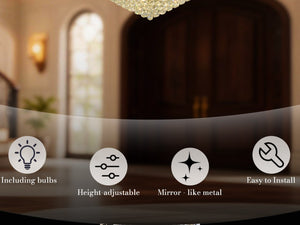 English Elm Crystal K9 Sphere Empire Chandelier with Chrome Frame for Grand Foyer or Dining Room W2869S00004
